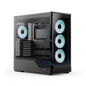 Aerocool P500A Black Mid tower case - Includes 120mm ARGB Fan x 4 and 4-port ARGB control hub - ATX - 3x 2.5'' or 2x3.5'' - 360m | dynacor.co.za