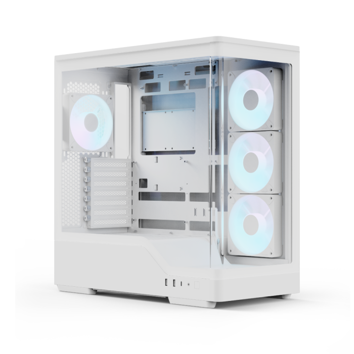 Aerocool P500A White Mid tower case - Includes 120mm ARGB Fan x 4 and 4-port ARGB control hub - ATX - 3x 2.5'' or 2x3.5'' - 360m | dynacor.co.za