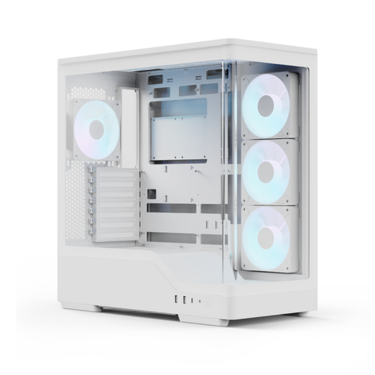 Aerocool P500A White Mid tower case - Includes 120mm ARGB Fan x 4 and 4-port ARGB control hub - ATX - 3x 2.5'' or 2x3.5'' - 360m | dynacor.co.za