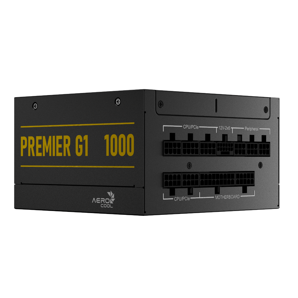 Aerocool Premier G1 Gold 1000W PSU - ATX 3.1 PCIe5.1 - ATX 24 PIN; 1x 4+4PIN CPU; 1x CPU 8PIN; 12x SATA; 2x PATA; 9x PCIe 6+2PIN | dynacor.co.za