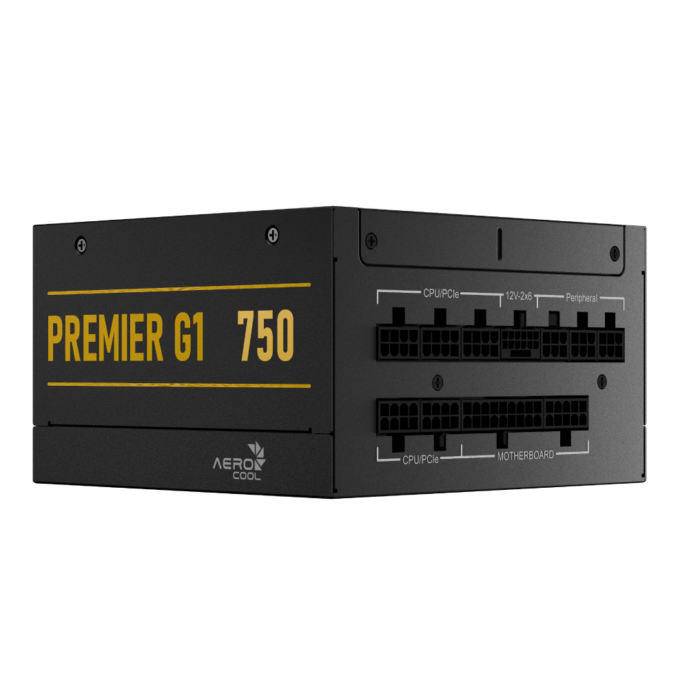 Aerocool Premier G1 Gold 750W PSU - ATX 3.1 PCIe5.1 - ATX 24 PIN; 1x 4+4PIN CPU; 1x CPU 8PIN; 12x SATA; 2x PATA; 9x PCIe 6+2PIN; | dynacor.co.za