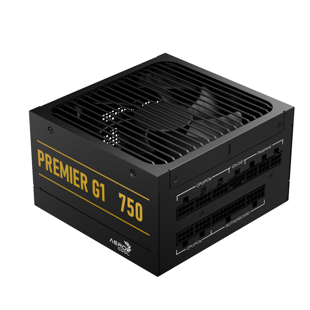 Aerocool Premier G1 Gold 750W PSU - ATX 3.1 PCIe5.1 - ATX 24 PIN; 1x 4+4PIN CPU; 1x CPU 8PIN; 12x SATA; 2x PATA; 9x PCIe 6+2PIN; | dynacor.co.za