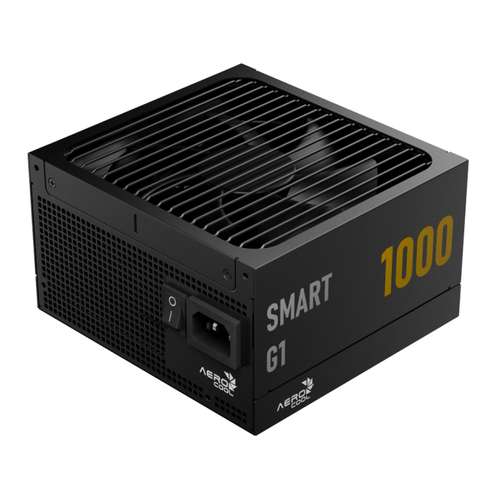 Aerocool SMART G1 Gold 1000W PSU - ATX 3.1 PCIe5.1 - ATX 24 PIN; 2x 4+4PIN CPU/2x CPU 8PIN; 12x SATA; 2x PATA; 2x PCIe 6+2PIN; 1 | dynacor.co.za