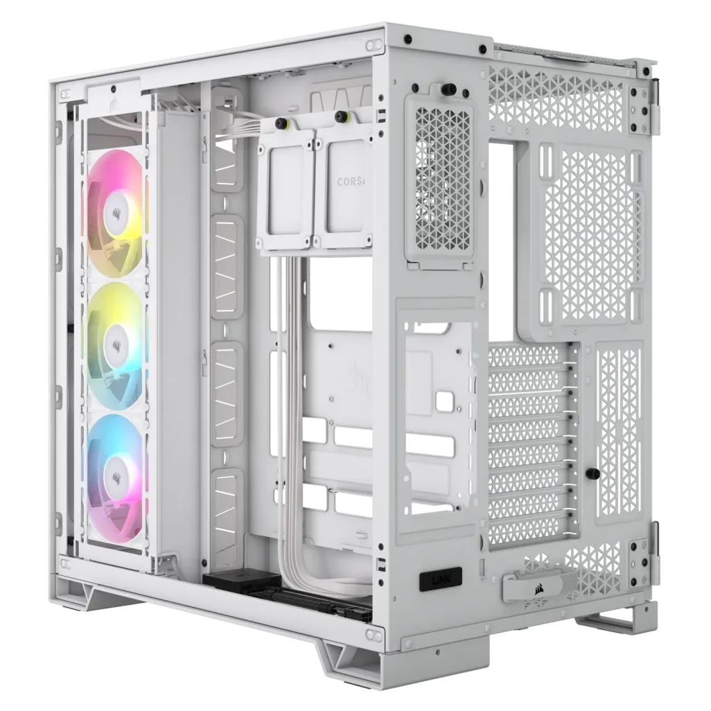 CORSAIR 6500X RGB Mid-Tower White Dual Chamber PC Case; 2x 3.5'' |  2x 2.5'' Drive Bays; 360mm Radiator compatible; 3x 120mm fan incl | dynacor.co.za