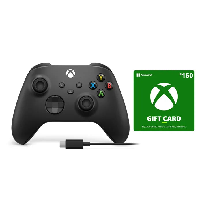 XBOX Carbon Black Controller + USB-C Cable + R150 Xbox Voucher | dynacor.co.za