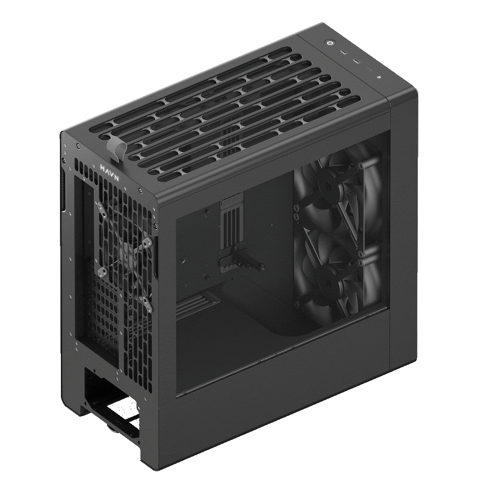 Aerocool HAVN BF 360 Black EATX case - Adjustable GPU Bracket - Supports up to 7 fans (0 incl) - 2x 3.5'' or 4x 2.5'' - 420mm Ra | dynacor.co.za