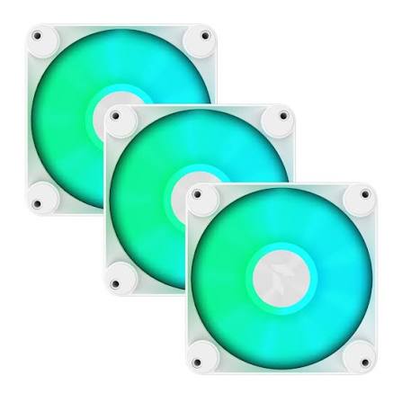Aerocool APNX FP1-R 120mm PWM ARGB Fan - White - 3 pack with hub | dynacor.co.za