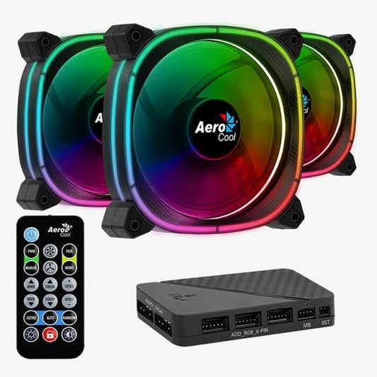 Aerocool Astro 12 Pro - Black - 12CM ARGB FANS x 3 | H66F HUB x 1 | REMOTE CONTROL x 1 | dynacor.co.za