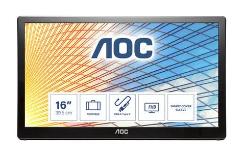AOC 59 Series E1659FWU LED display 39,6 cm (15.6") 1366 x 768 pixels Black | dynacor.co.za