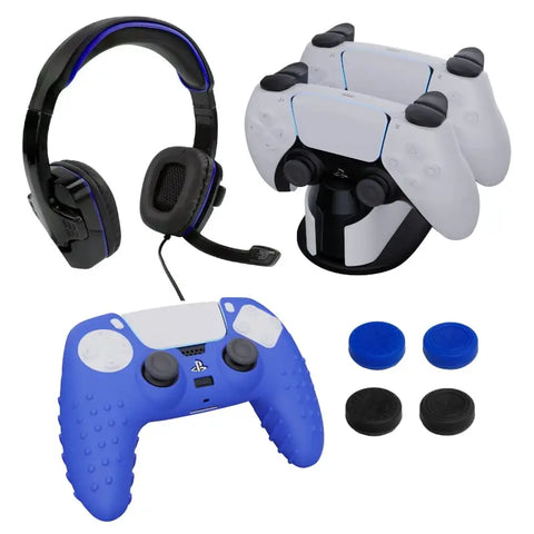 Sparkfox PlayStation 5 Combo Gamer Pack with Headset|Grip Pack|Controller Skin|Charging Dock | dynacor.co.za